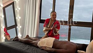 Unbelievable! Asian Masseuse Lina Nakamura Can’t Resist Big Black Cock, John Coffee Cums Inside Latina In Part II