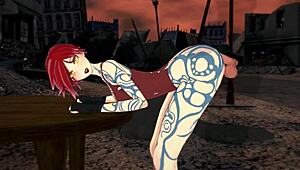 Sex with tattooed Lilith in 3D hentai style