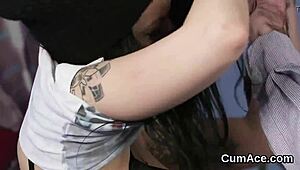 Nasty Hottie Gets Cum Load On Her Face Gulping All The Load