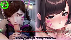D.va's edging game in Overwatch: A femdom submissive experience