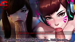 D.va's edging game in Overwatch: A femdom submissive experience