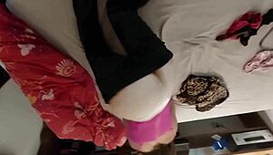 White Slut Sucking, Rimming, Fucking In Satin Lingerie!