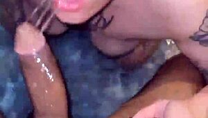 The blonde performs a deepthroat blowjob in walter.