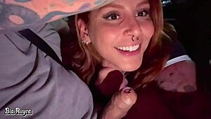 hey, this latina gives a hot blowjob in the car until getting tons of cum