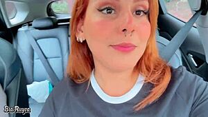 hey, this latina gives a hot blowjob in the car until getting tons of cum