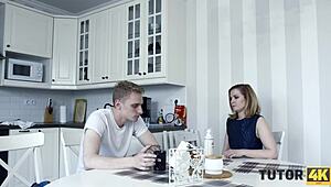 Tutor4k guy creams teacher's face before slamming his cock into her tight hole. It was wild watching her reaction.