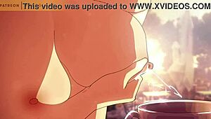 Hentai Animation of Lactating Milk Squirting into Coffee Cup