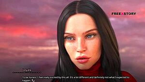 in the seven realms, atlas interacts with leyala, kali, and naya in a visual novel adventure