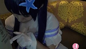Hentai cosplay Japanese idol cosplayer gets fingered and creampied in doggystyle.