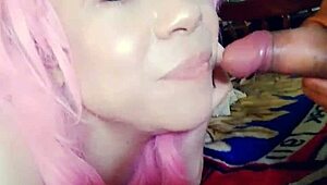 She was swallowing big cocks like a pro, her big tits heaving as she took every inch down her throat and swallowed it all.