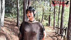 Gothic elf babe playing with herself deep in the forest 🌲