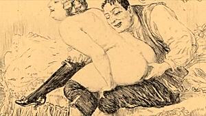 Vintage Erotic Drawings Showcasing Classic Art in Retro Anime Style