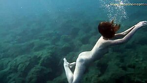 Hot Ginger Babe Swims Underwater in Tenerife Bikini
