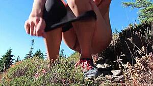 Outdoor pussy fingering adventure