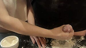 Close-up handjob moments in homemade mommy compilation