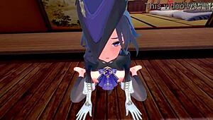 我爱给Clorinde激烈口交，在这个原神幻想Hentai场景中充满3D卡通行动