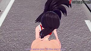Watch Momo Yaoyorozu give a blowjob and titjob in the streets POV, uncensored and sexy