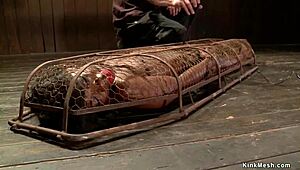 ebony slave bound tight in intense back arch fingering