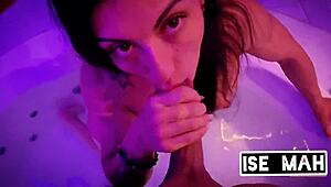 Ise Mah - POV Blowjob in Motel Bathtub Gets Messy