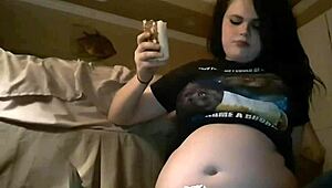 burrito belly stuffing with chubby brunette young 18+ big tits