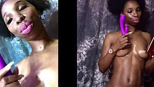 goddess luxxx28 sneak peeks ebony babe with toys