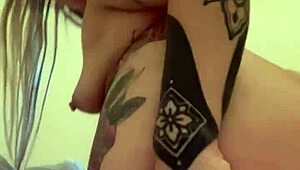 Sexy blonde Alina Modelista masturbates with big ass and tattoos 😍