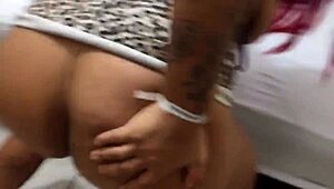 She flashes her big ass and I devour her pierced pussy!