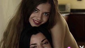 check out these perfect lesbian teens undressing in lingerie for posing