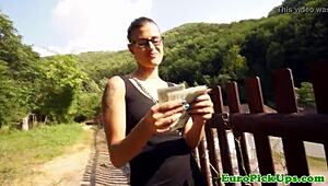 Real publicsex slut gets blasted with sticky cum on her face