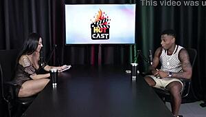 Will Mastro in sheer red lingerie stars in a transsexual gang bang scene