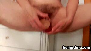 Wow! Hairy Mature Squirts Hard with Two Toys Inside