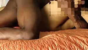 Latina wife gives her black husband a blowjob before fucking passionately.