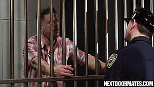 Hot gay hunk Roman Todd bribes jail guard Masyn Thorne for raw action!