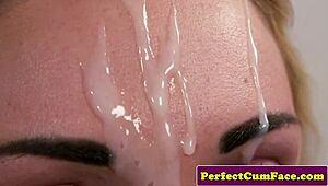 Busty English Babe Sucking and Jerking