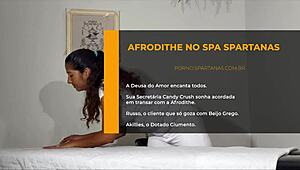 Afrodithe shows off tanned ebony skin with tan lines during rough pounding.