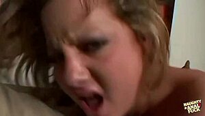 Busty blonde Sofia takes double penetration up her ass and gaping hole while giving blowjobs in threesome