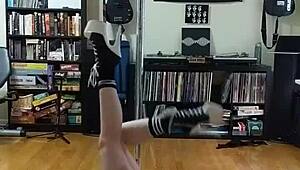 Black and White Skirt Teases with Sexy Strip