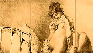 Vintage Erotic Illustration Showcases Retro Comic Style with Antique Anime Hentai Elements