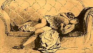 Vintage Erotic Illustration Showcases Retro Comic Style with Antique Anime Hentai Elements