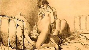 Vintage Erotic Illustration Showcases Retro Comic Style with Antique Anime Hentai Elements