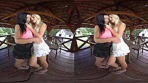 Cayla Lyons and Alex Black in Loud Outdoor VR Threesome