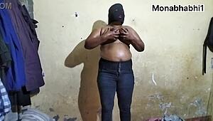 beautiful desi bhabhi massages oil on her huge boobs for hardcore outdoor action.