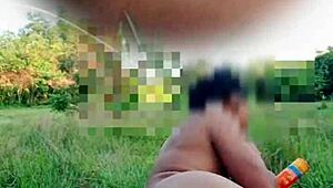 Myanmar Gay Twink Naked Outdoor Solo Anal Play on Zoom