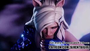 Ahri from League of Legends makes you cum in uncensored hentai