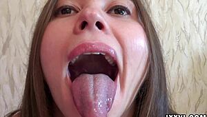 Wow! Fetish tongue action with Ananta Shakti sucking dildo like crazy in kinky play!