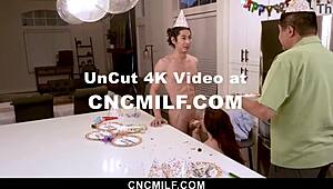 uhh, stepmommy lets stepson freeuse her for birthday fun, ya know?