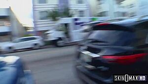 this slut gets picked up and drilled hard by a massive cock