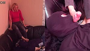 do you want to see me worshiping this blonde milf's feet on the sofa?