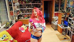 Gemma Gomory transforms into Harley Quinn for some naughty cosplay fun.