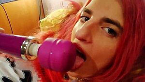 Gemma Gomory transforms into Harley Quinn for some naughty cosplay fun.